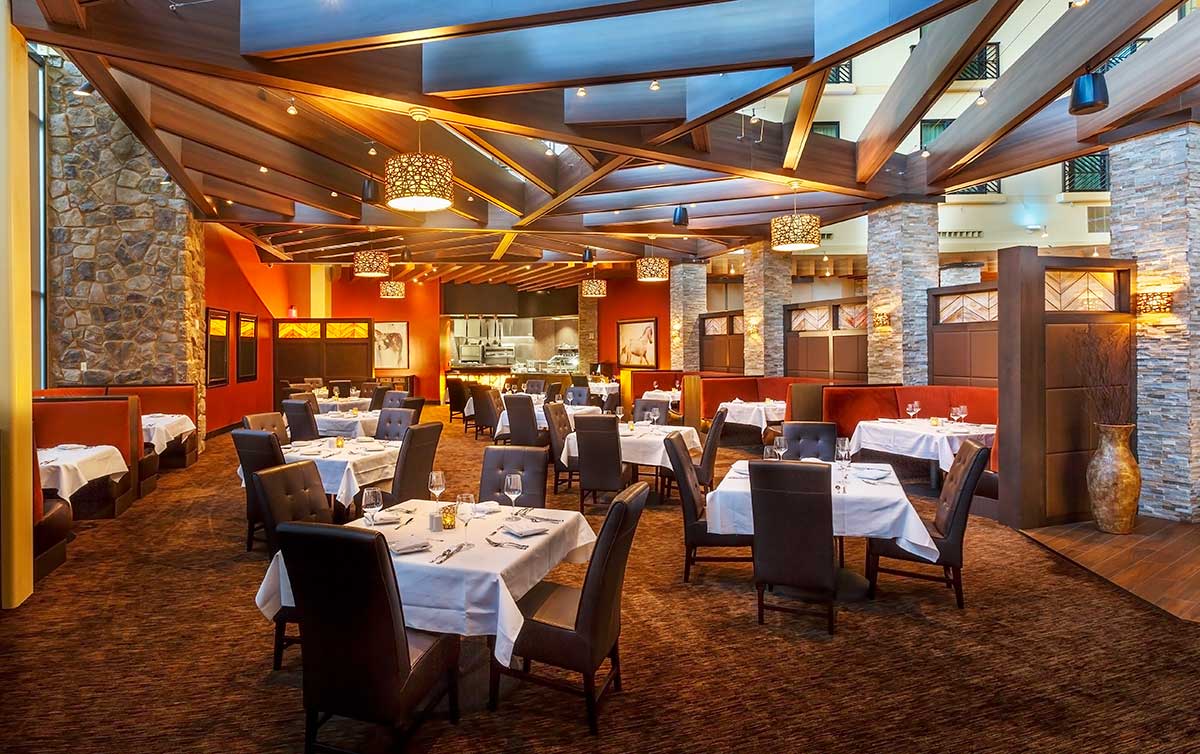 Rolling Thunder Grill set for dinner inside Sky Ute Casino Resort