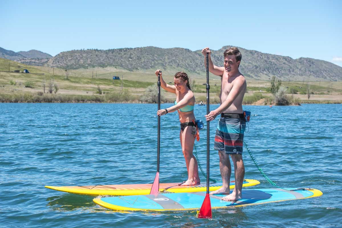 Stand-up paddleboarding at Chatfield State Park near Littleton (photo courtesy Colorado Parks & Wildlife)