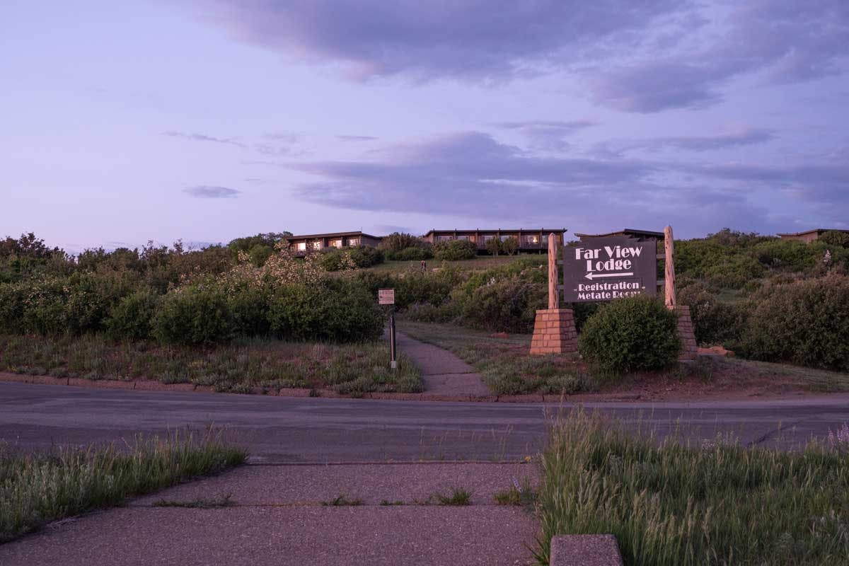 Entrance sign to a mountain lodge