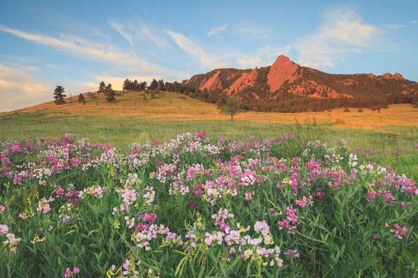 Flatirons in Boulder at sunrise