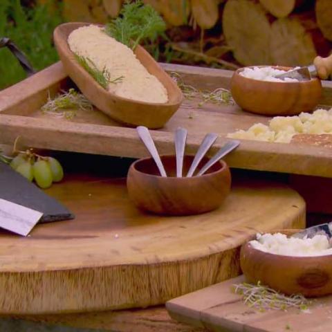 A selection of dips and cheese spreads