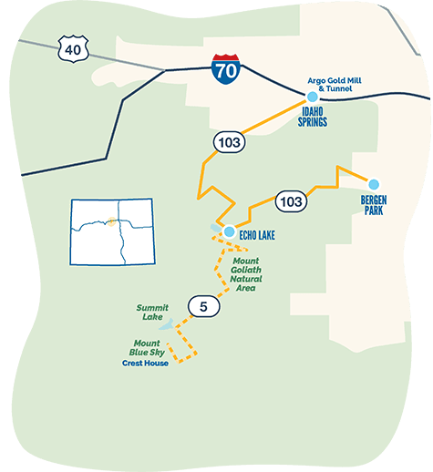 Mount Blue Sky scenic byway map