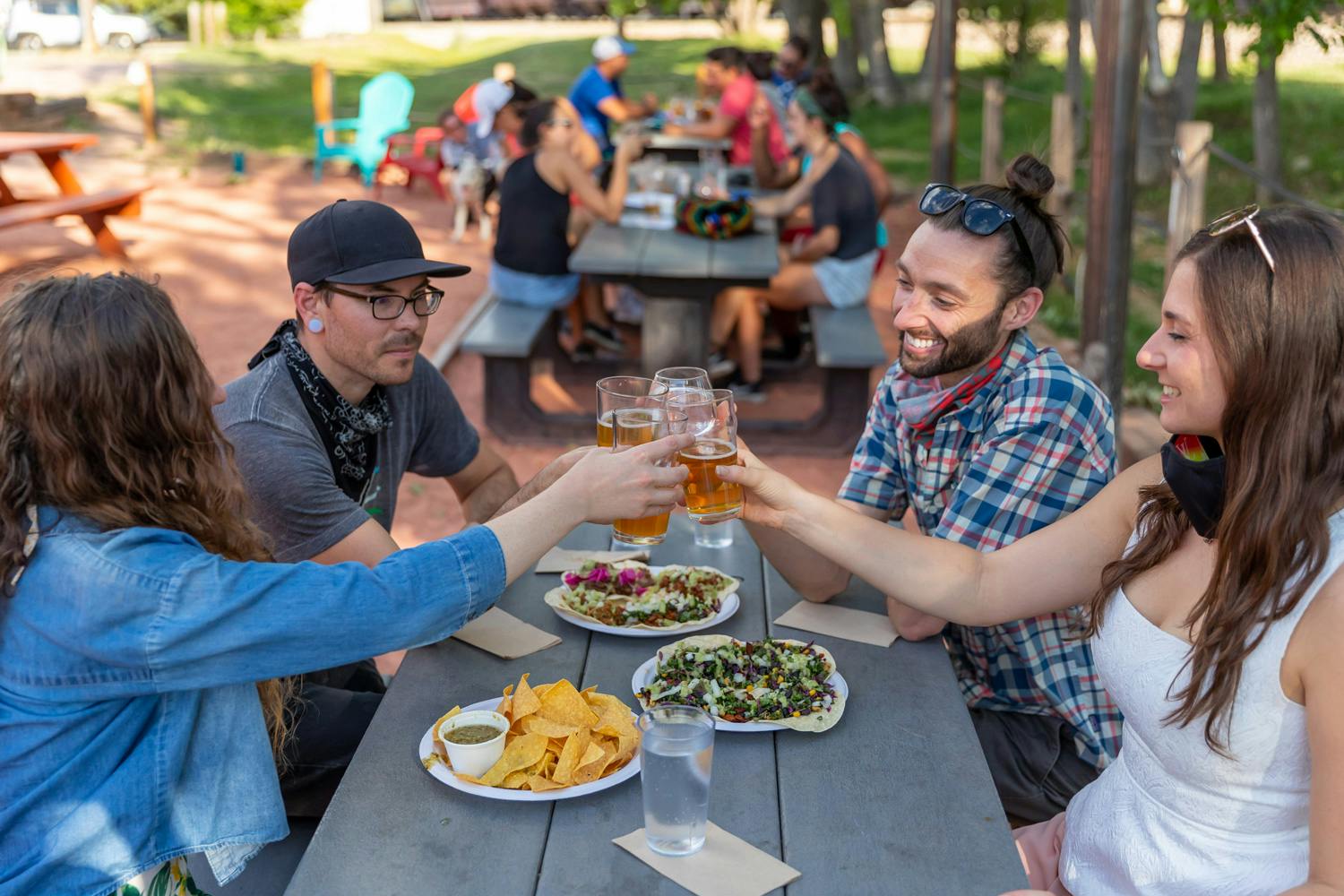 Diners enjoy craft beer at Sanitas Brewing