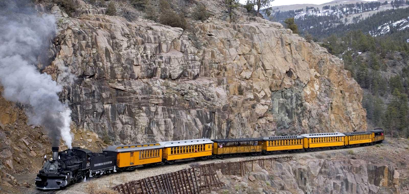 train running on the Durango and Silverton Narrow Gauge Railroad