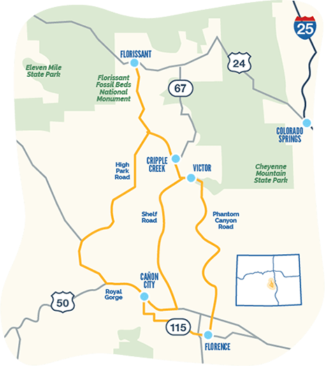 Gold Belt Tour byway map