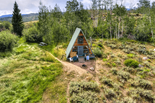 Moose Haven Cabin A-frame tucked among the trees at high elevation in Walden
